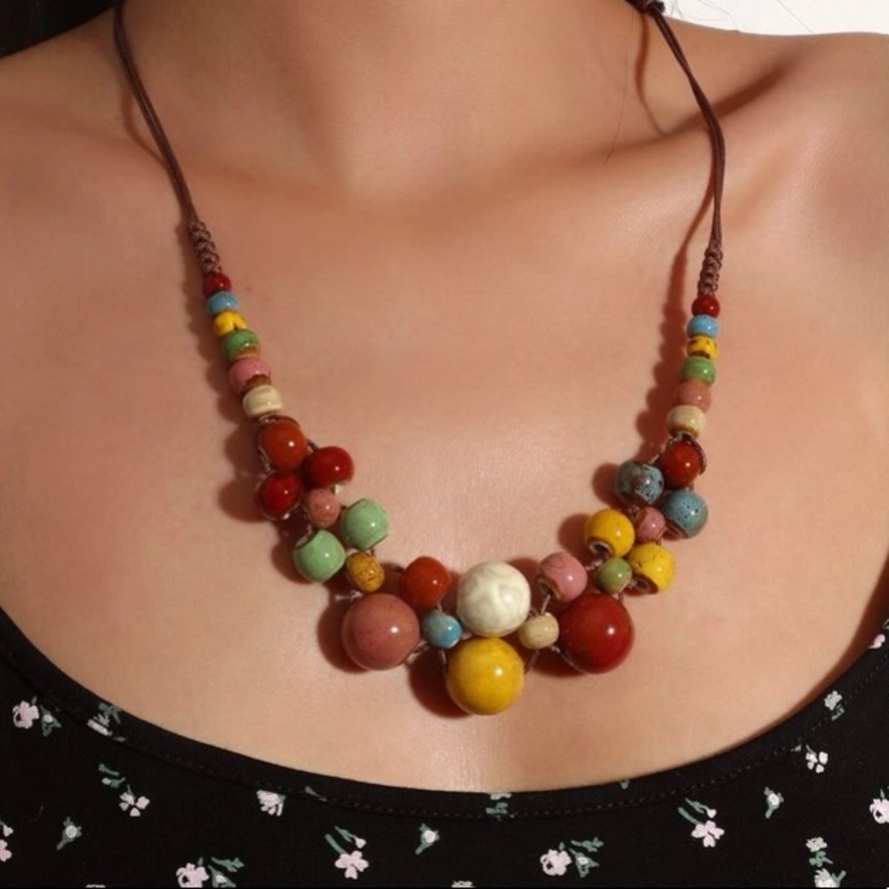 Ceramic Beaded Statement Necklace - image 2
